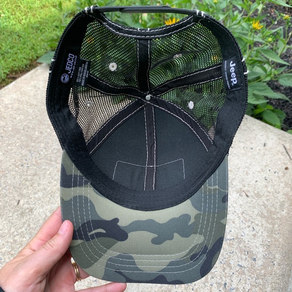 JEEP Camo black snapback mesh trucker cap hat American flag OSFM - Picture 5 of 9